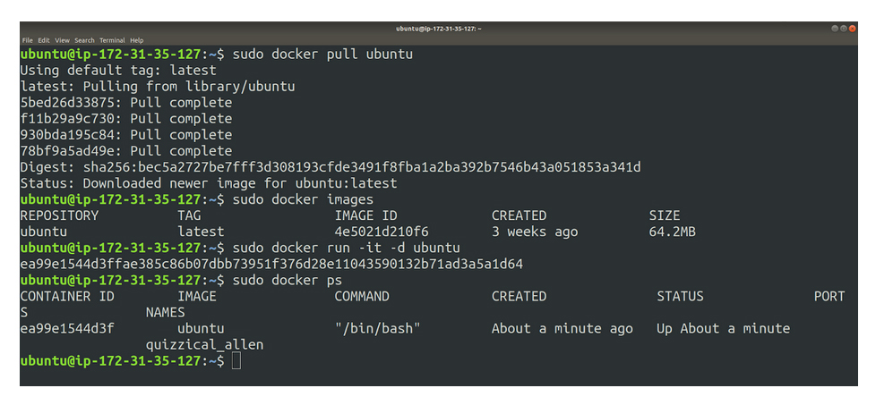 list of running container