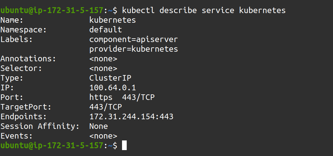 kubectl describe service