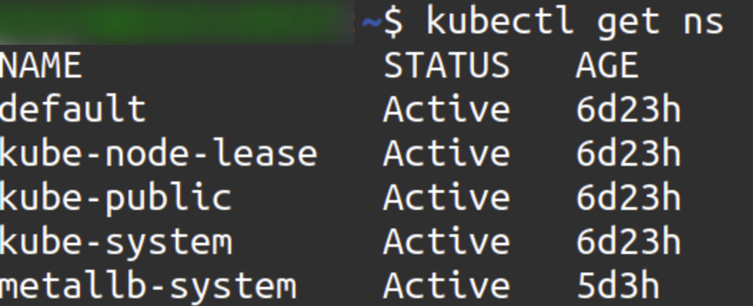 kubectl get namespace 