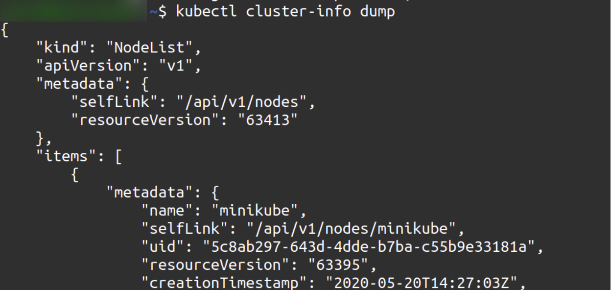 kubectl cluster-info dump