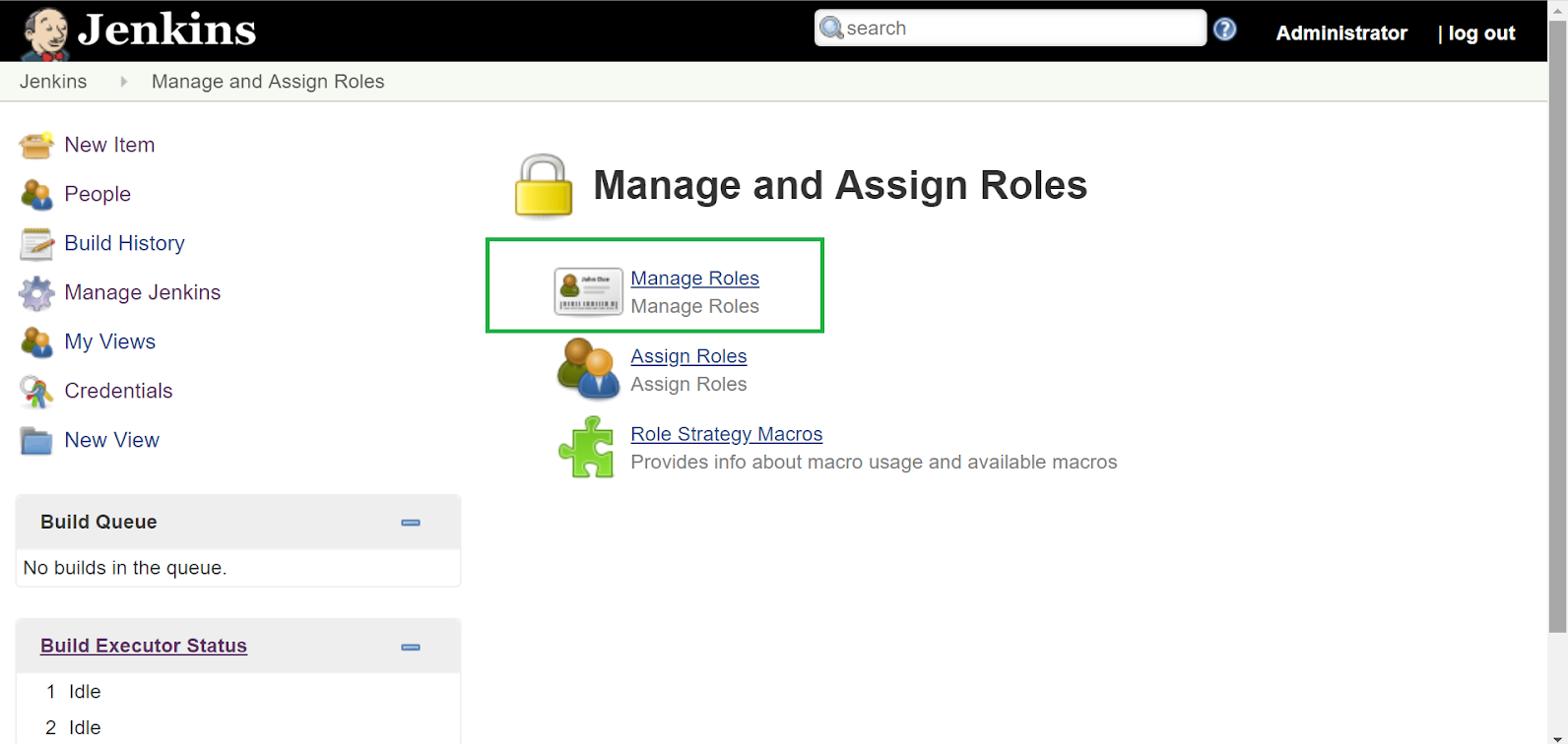 manage roles option