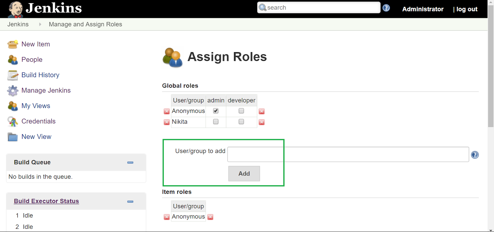add user name on user group